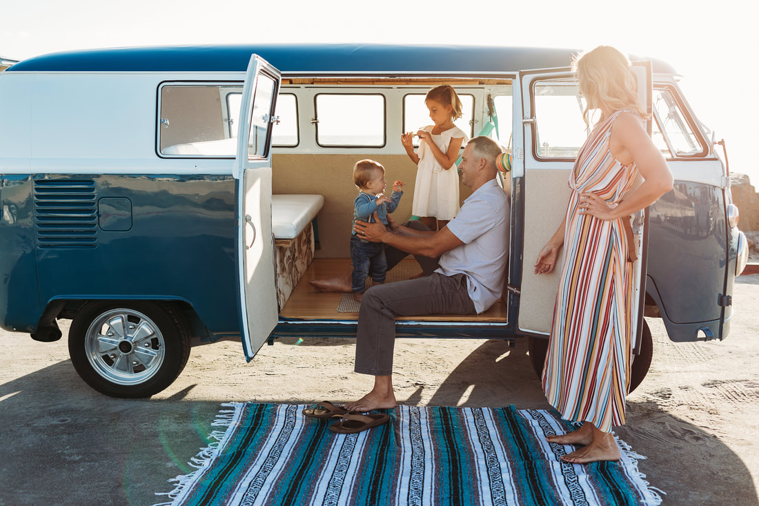 Boho family VW bus beach shoot | San Diego family photographer | www.brittneyvierphotography.com